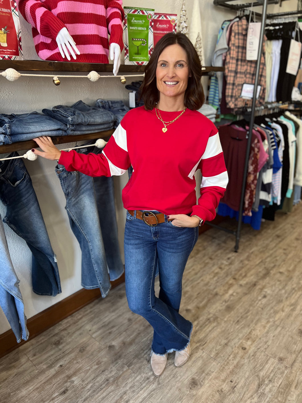 Evie Red Varsity Sweatshirt