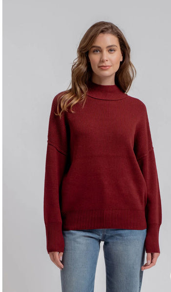 Chloe Mock Neck Ribbed Sweater