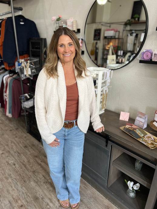 Deanna Waffle Marshmallow Cocoon Cardi