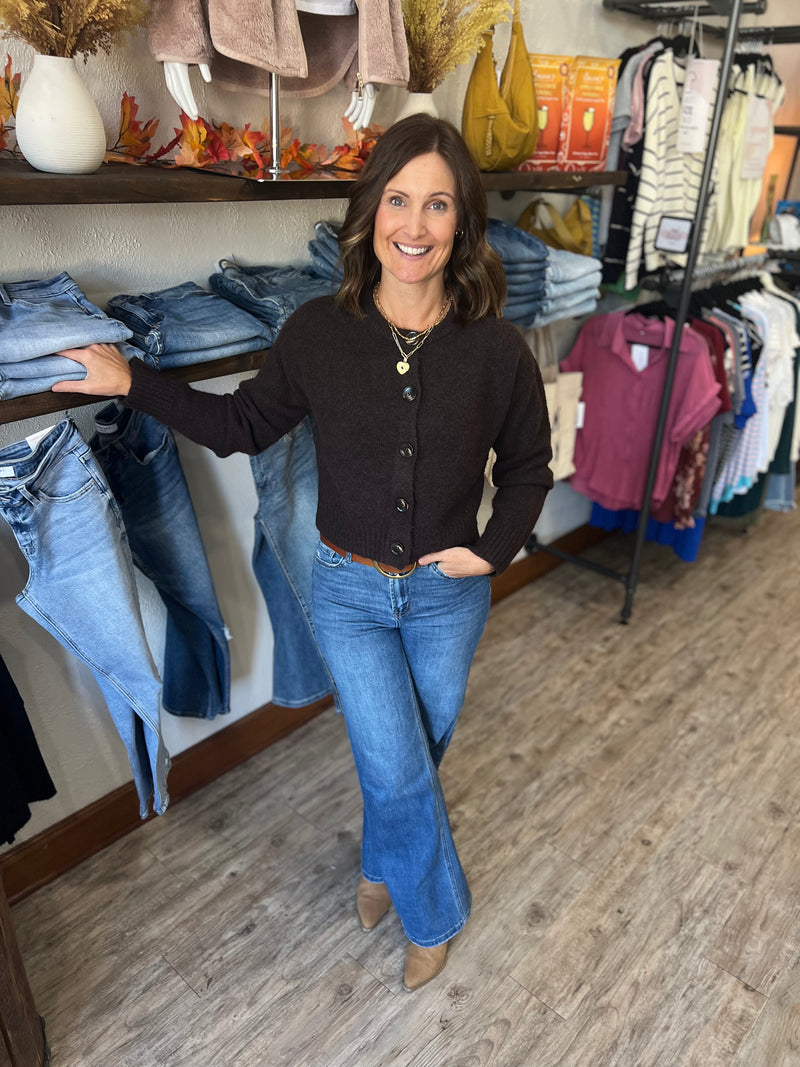 Kate Fuzzy Knit Button Down Cardi