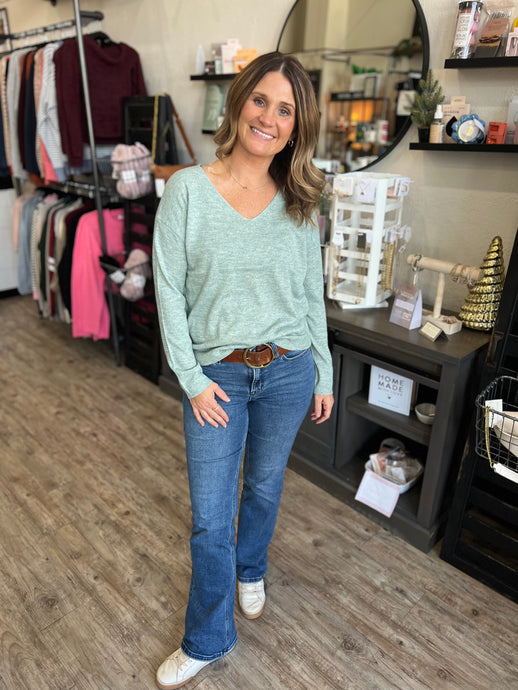 Blayke V-Neck Sage Sweater