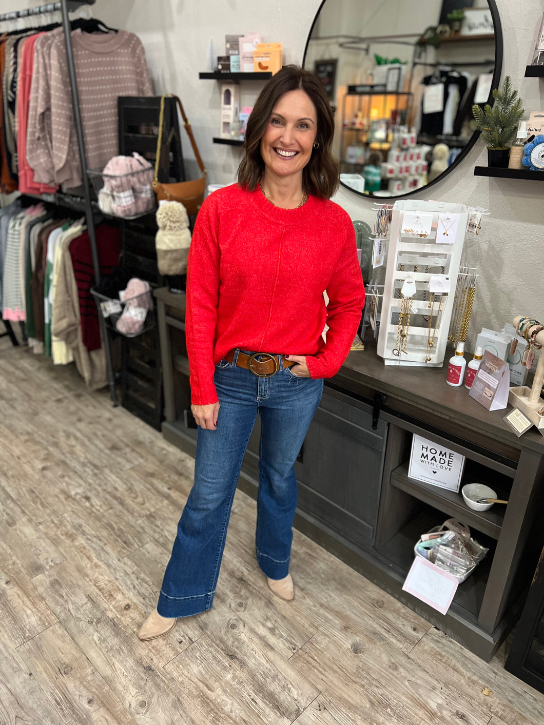 Fiona Red Classic Sweater