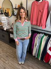 Load image into Gallery viewer, Delaney Striped V-Neck Sweatshirt