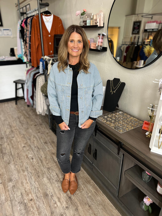 Sienna Striped Washed Denim Jacket