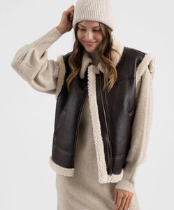 Kenzie Faux Leather Shearling Vest