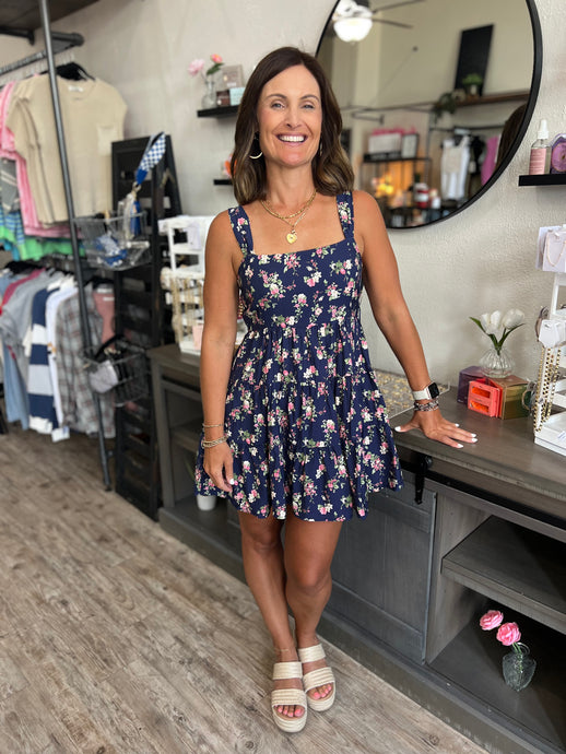 Scarlet Tiered Navy Floral Dress