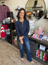 Load image into Gallery viewer, Kayla Navy Henley Top