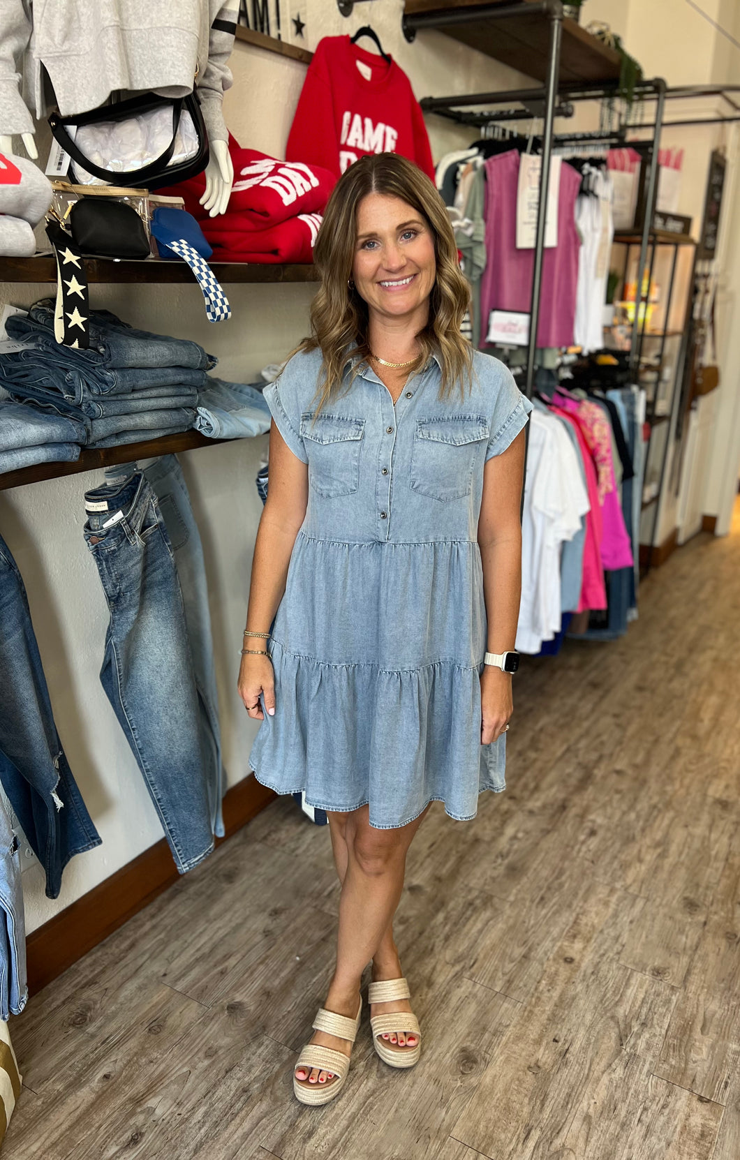 Mollie Tiered Denim Dress
