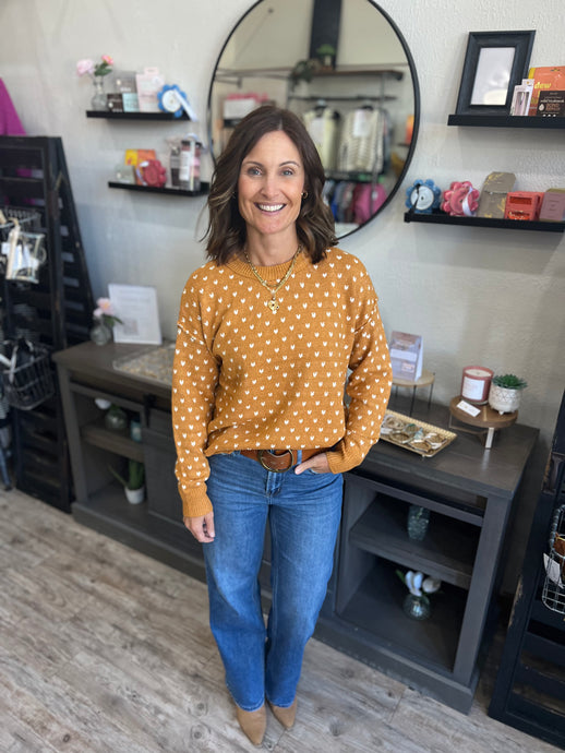 Parker Mustard Mini Heart Sweater