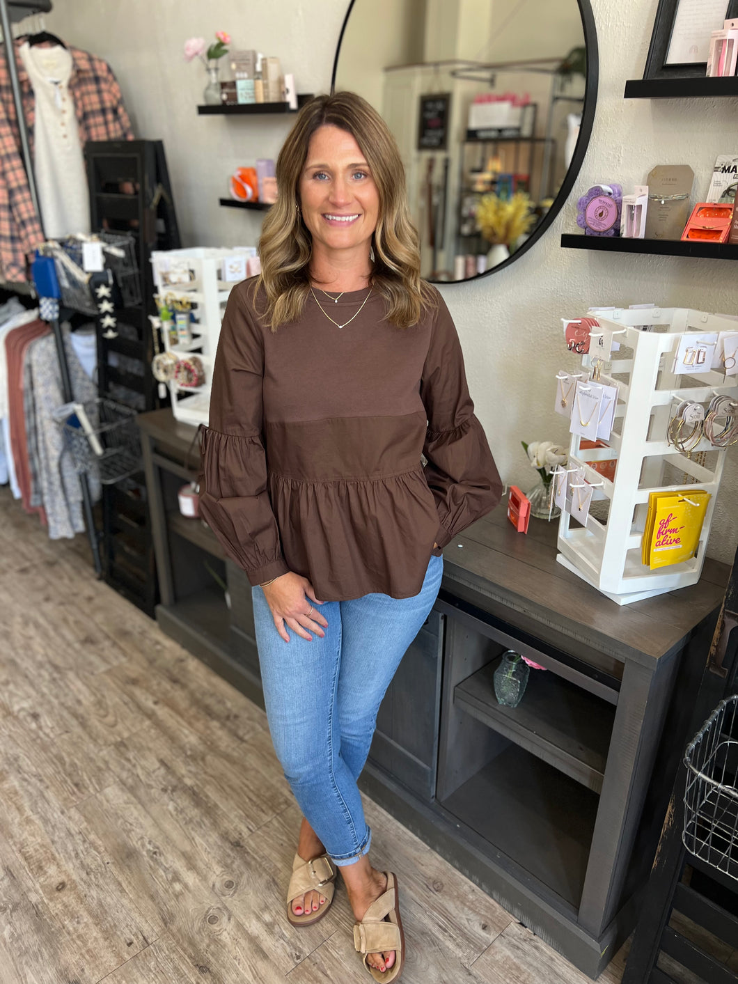 Billie Round Neck Puff Sleeve Top