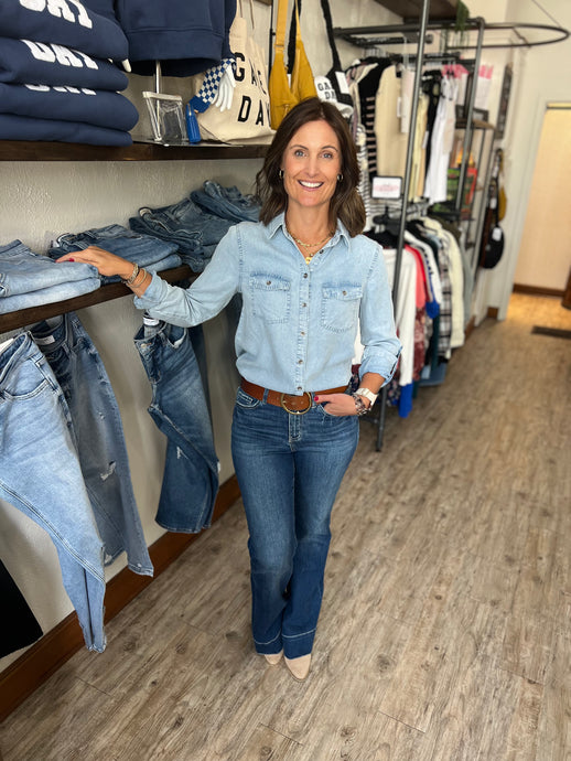 Laicey Chambray Button Down Top