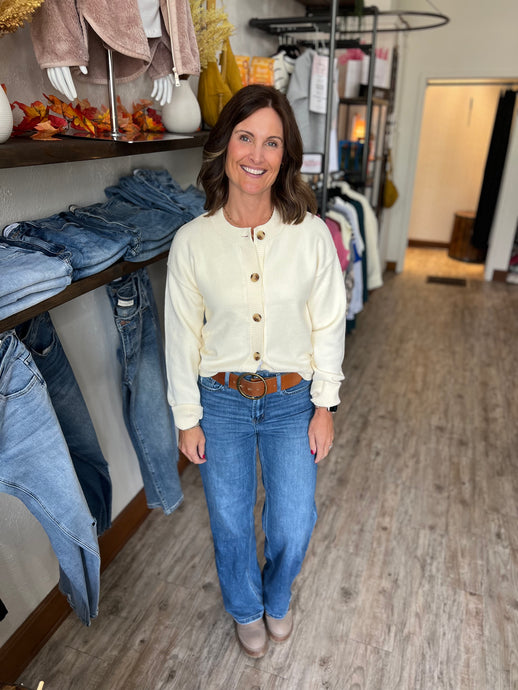 Eliza Ivory Button Cardi