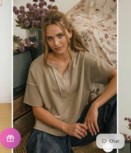 Load image into Gallery viewer, Kristie Split Neck Short Sleeve Top