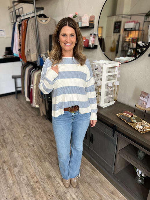 Kaitlyn Striped Boat Neck Sweater