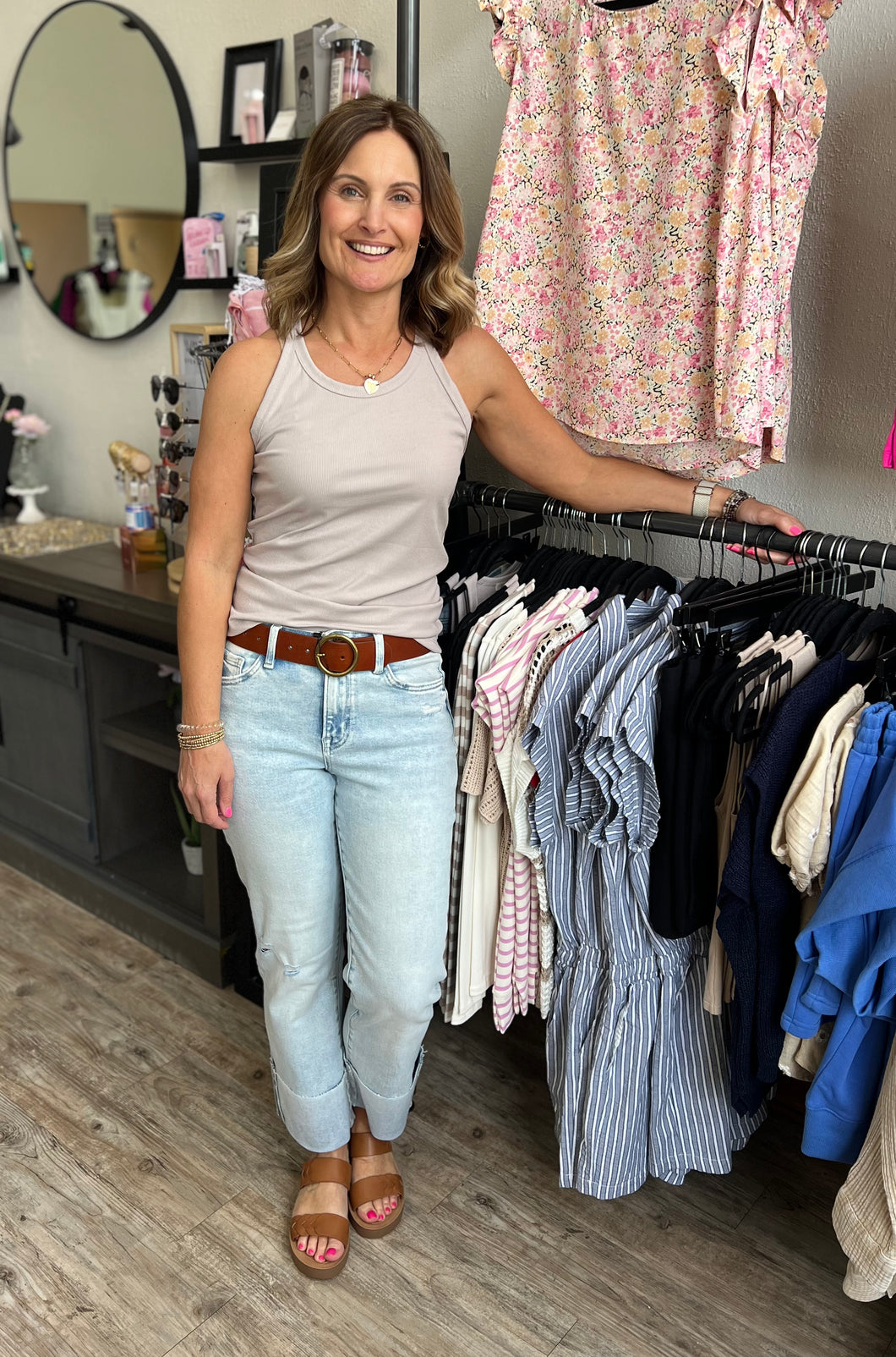 Ella Solid Ribbed Tank
