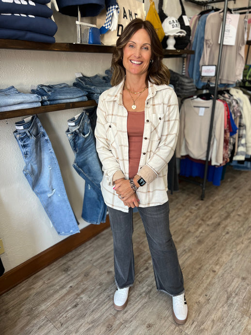 Becki Beige & Brown Plaid