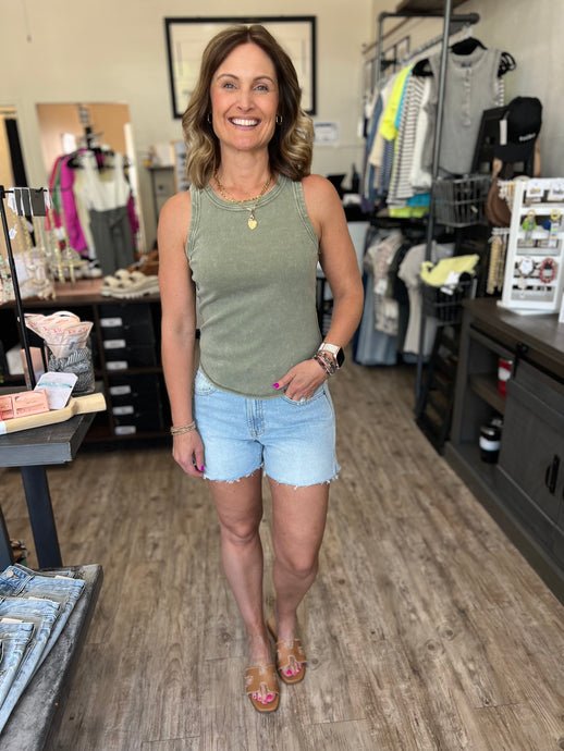 Andie Olive Washed Tank