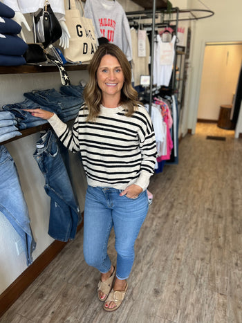 Lainey Striped Front Seam Sweater