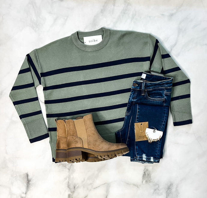 McKinley Olive Striped Sweater