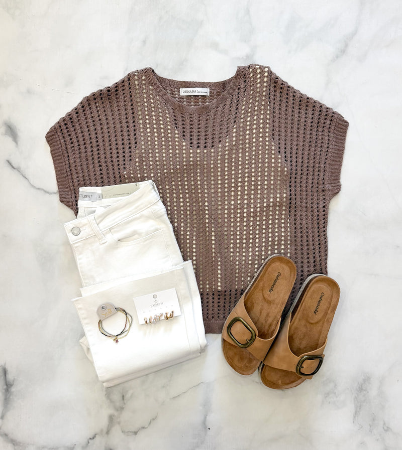 Stella Cocoa Crochet Knit Sweater