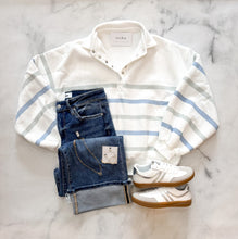 Load image into Gallery viewer, Shanda Blue &amp; White Striped Pullover