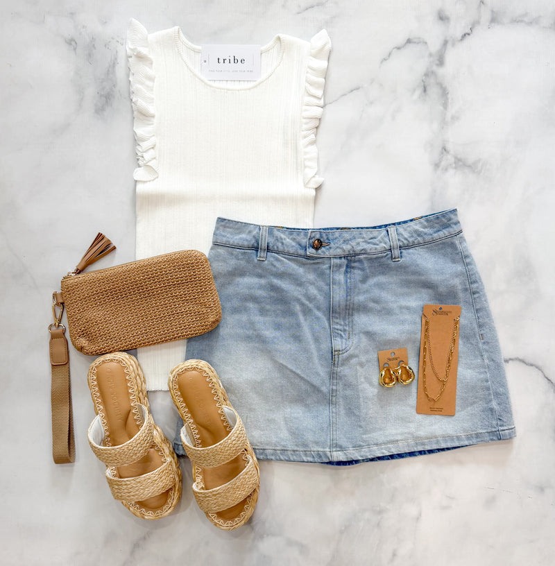 Jenni Ribbed Ruffle Tank