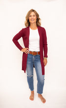 Load image into Gallery viewer, Lilah Wine Long Ribbed Cardi