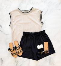 Load image into Gallery viewer, Claire Beige Stitched Collar Tee