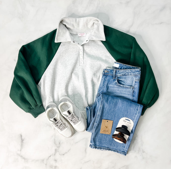 Cassie Color Block Polo Sweatshirt