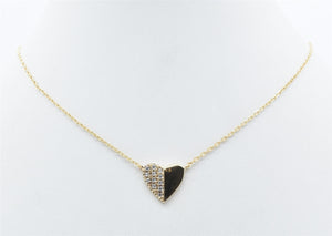 Gold + Rhinestone Heart Necklace