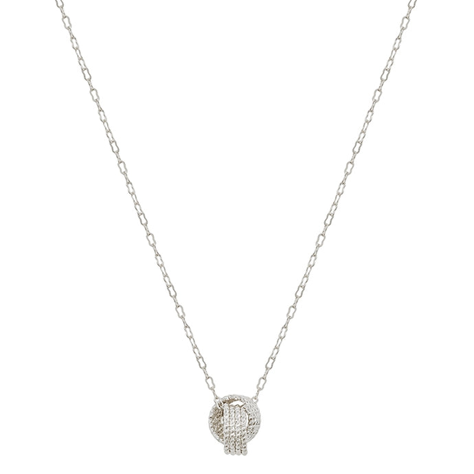 Silver Textured Knotted Charm Necklace