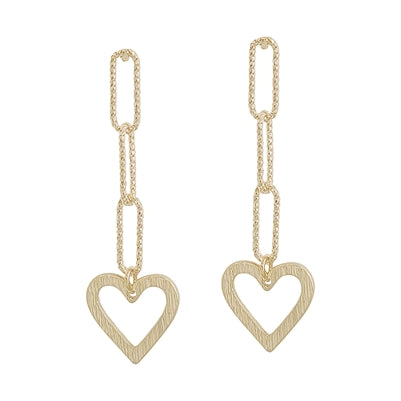 Gold Chain with Open Heart Earring