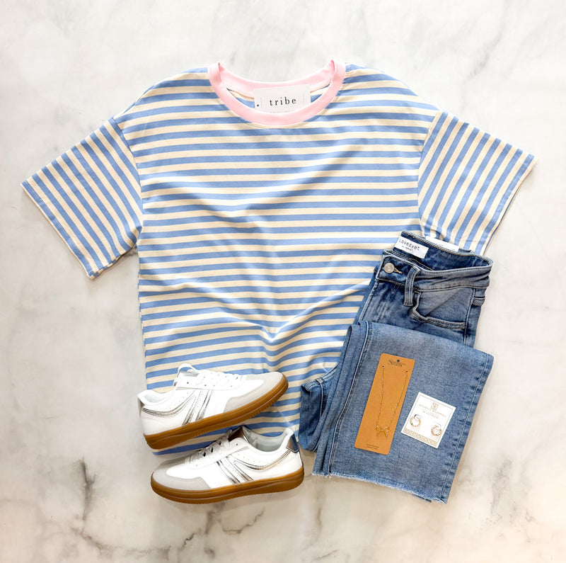 Mel Contrast Striped Loose Fit Tee