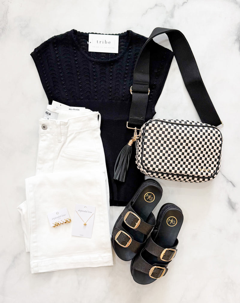 Rosalie High Neck Black Tank
