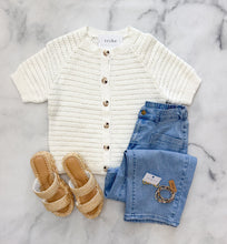 Load image into Gallery viewer, Emery Off White Short Sleeve Crochet Cardi