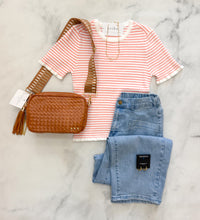 Load image into Gallery viewer, Vivian Stripe Ribbed Ruffle Top