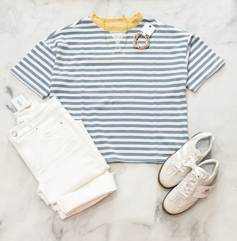 Natalie Striped Colorblock Knit T-Shirt