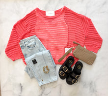 Load image into Gallery viewer, Addyson Open Knit Coral Sweater