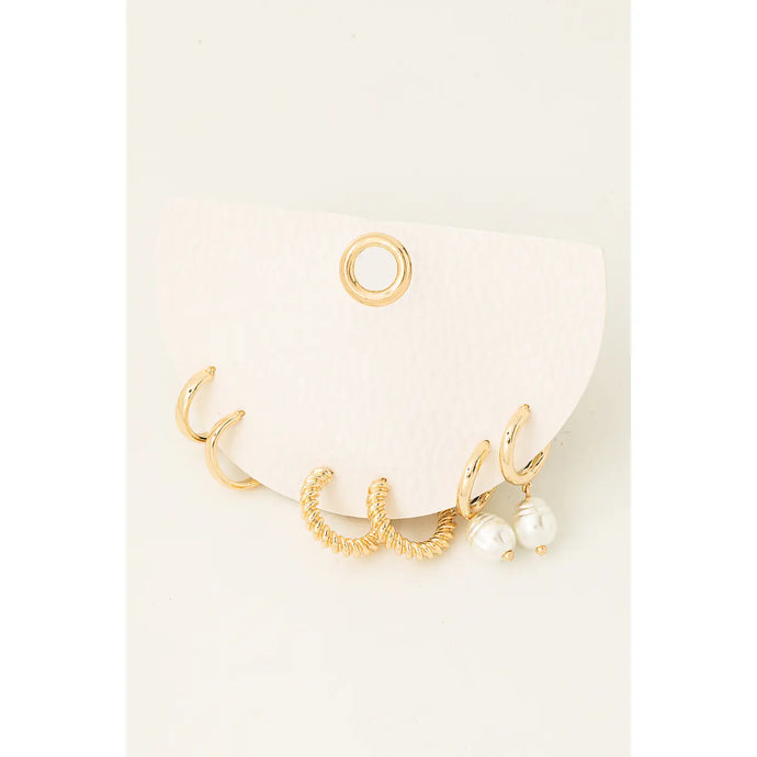 Hadley Three Pair Mini Hoop Earrings