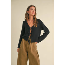 Load image into Gallery viewer, Long Sleeved Ribbon Tie Front Cardi