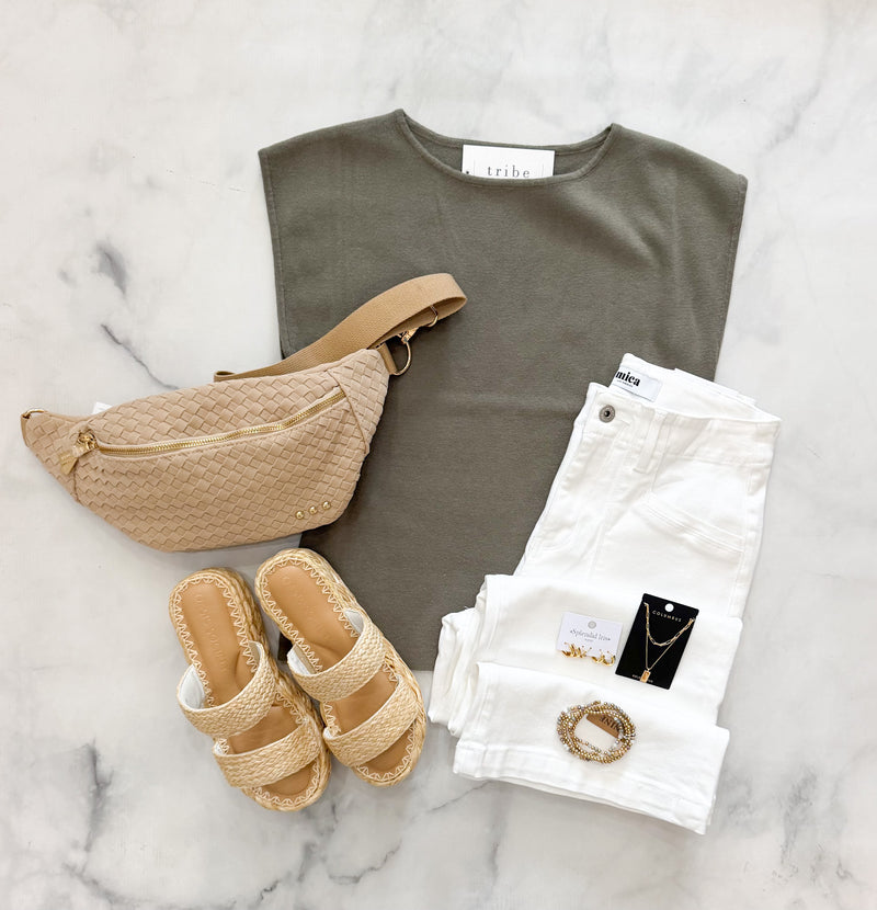 Lydia Olive Cap Sleeve Top