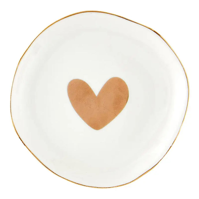 Ceramic Gold Heart Jewelry Tray