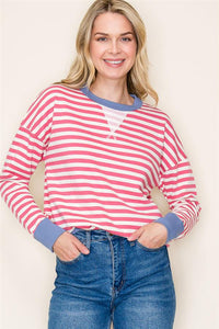 Leah Pink Striped Top