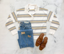 Load image into Gallery viewer, Everly Polo Triple Striped Sweater