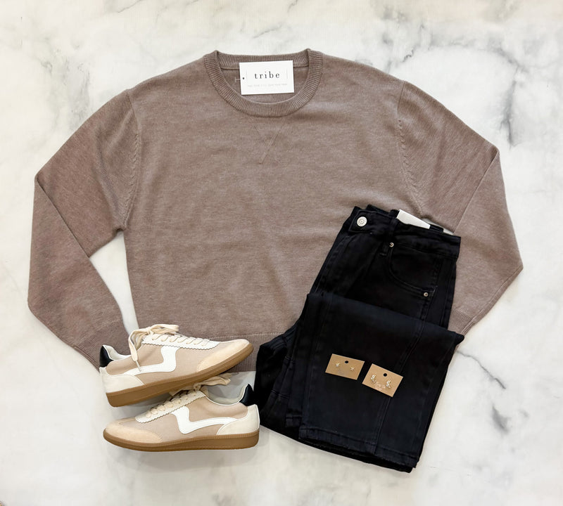 Quinn V-Notch Crew Neck Sweater