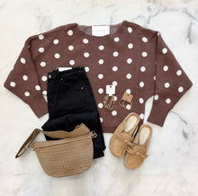 Load image into Gallery viewer, Jeni Mocha Polka Dot Sweater