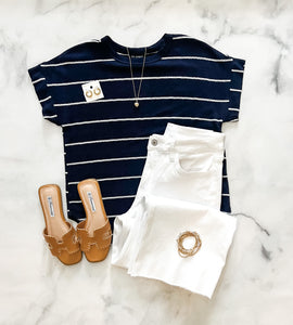 Stella Round Neck Striped Top