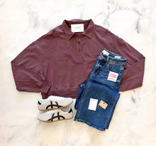 Load image into Gallery viewer, Stormi Washed Button Front Collared Sweatshirt