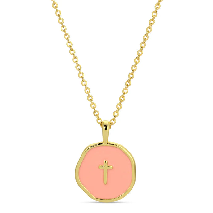 Tiny Rose Cross Pendant Necklace