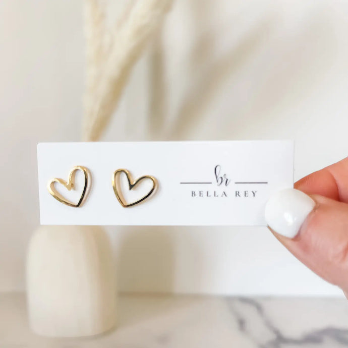 Morgan Gold Plated Heart Stud Earrings